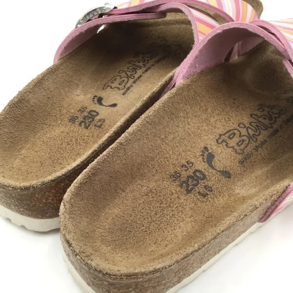 Birkenstock Women's Multicolor Striped Slip On Slide Sandals - Size US 5